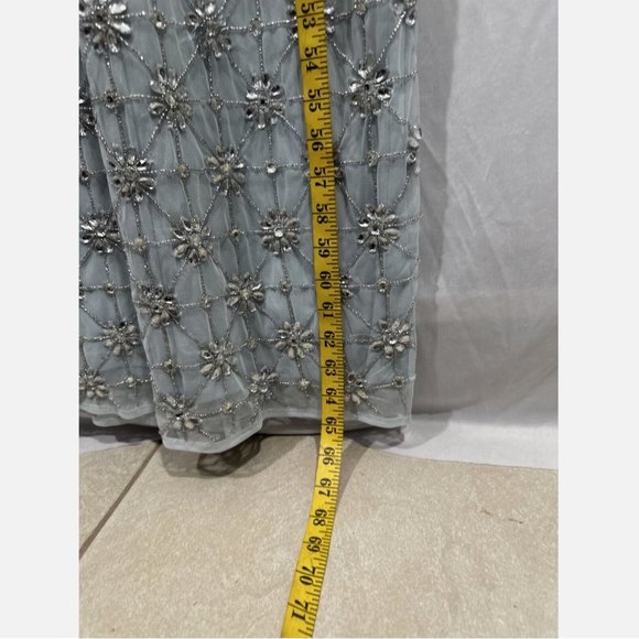 NWT Mac Duggal [ 18 ] Sleeveless Hand Beaded Floral V-Neck Gown Powder‎ Blue - Picture 8 of 16